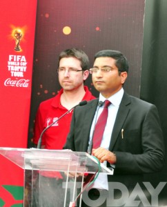 Mr. Rehan Khan, Managing Director, Coca Cola Myanmar မှ နှုတ်ခွန်းဆက်စကား ပြောကြားစဉ်  